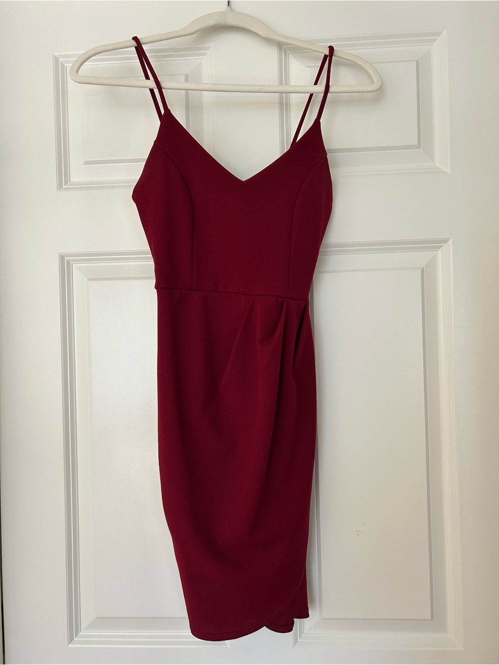 Lulu's Burgundy Spaghetti-Strap Sheath Dress